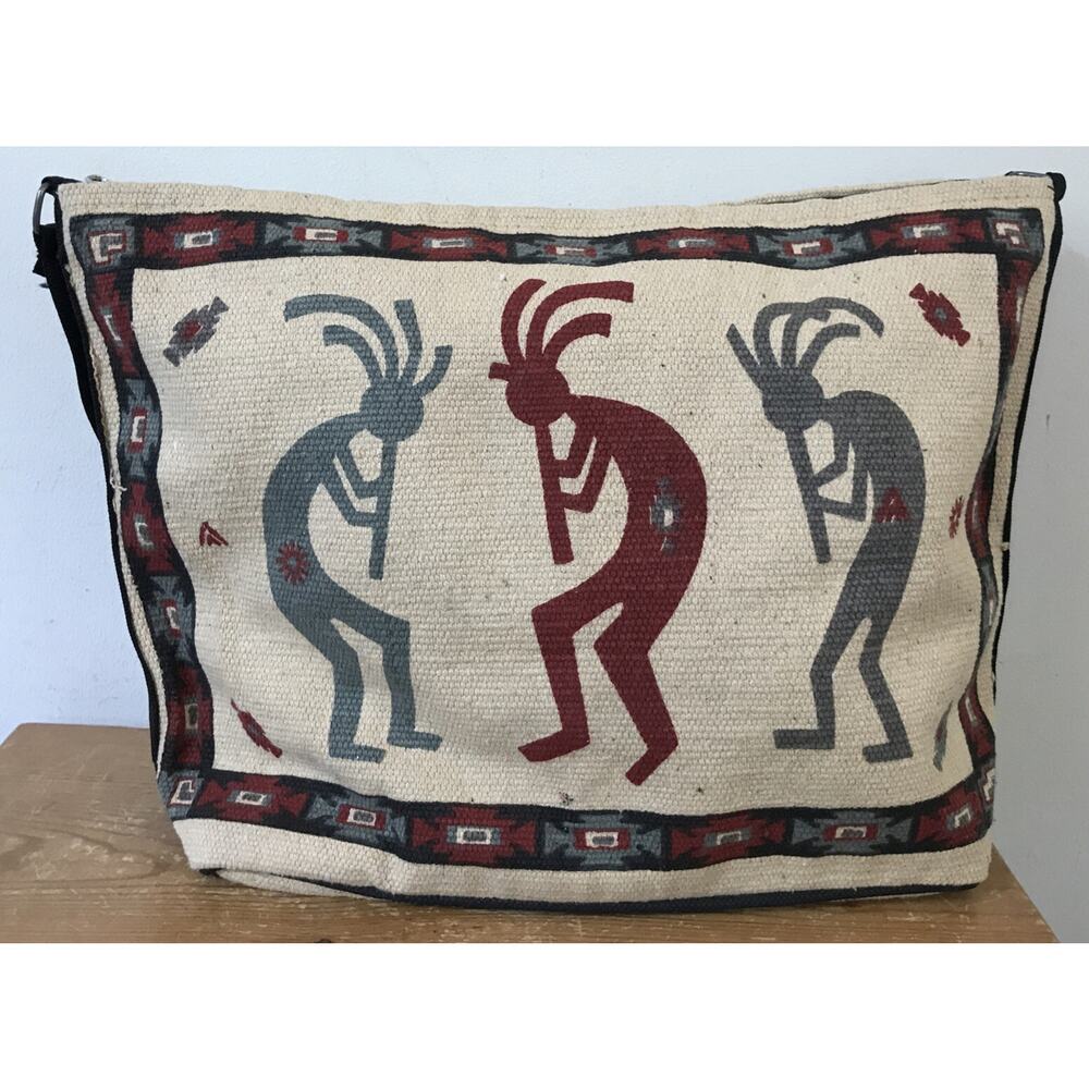 Vintage Kokopelli El Paso Saddle Blanket Co Cotton Canvas Shoulder Tote Bag